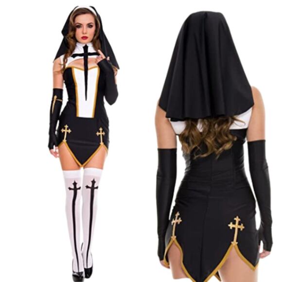 Music Legs Bad Habit Nun Costume NWT - Picture 3 of 3